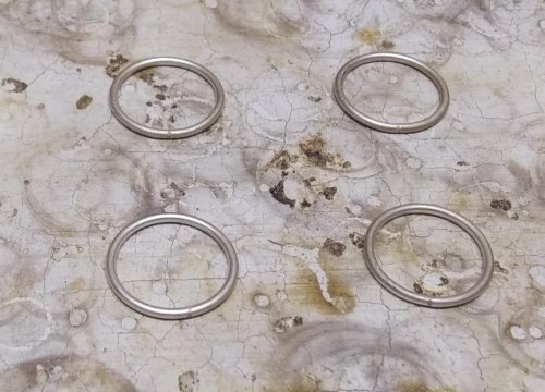 Judy Larson's Ripple Bracelet  - , Metalwork, Cutting, Cutting Tool, Cutters, Dapping, Dapping Jewelry, Filing, Finishing, Findings, Clasps, Components, Tumbling, Tumble, Tumbling Jewelry, Butane Torch, Soldering, Solder, Tools, Place all the rings on a solderite board
